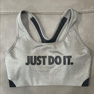 Nike Just Do It Gray Sports Bra, size M. EUC